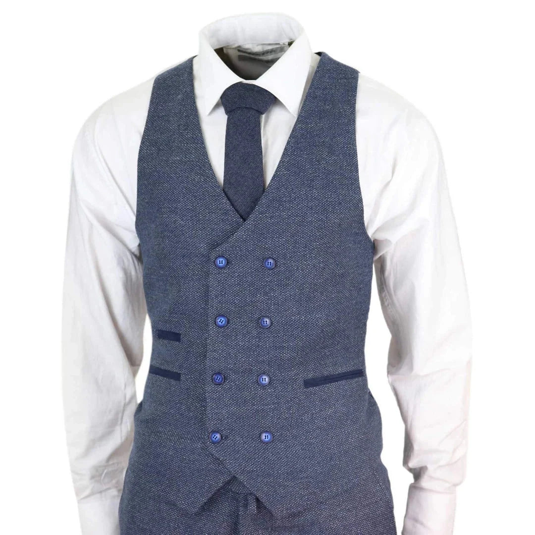 STZ30 - Men's Wool 3 Piece Suit Double Breasted Waistcoat Tweed 1920s
