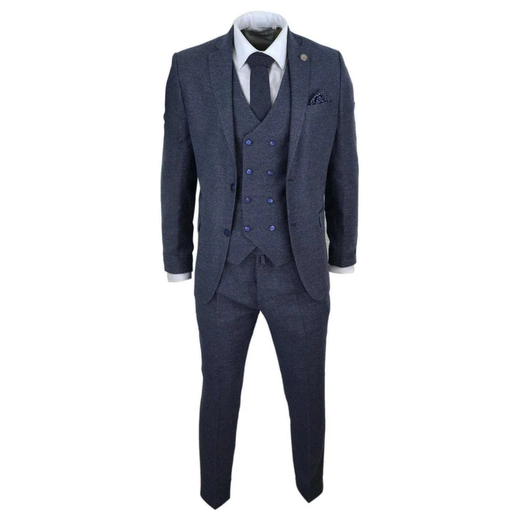 STZ33 - Men's Wool 3 Piece Suit Double Breasted Waistcoat Tweed 1920s