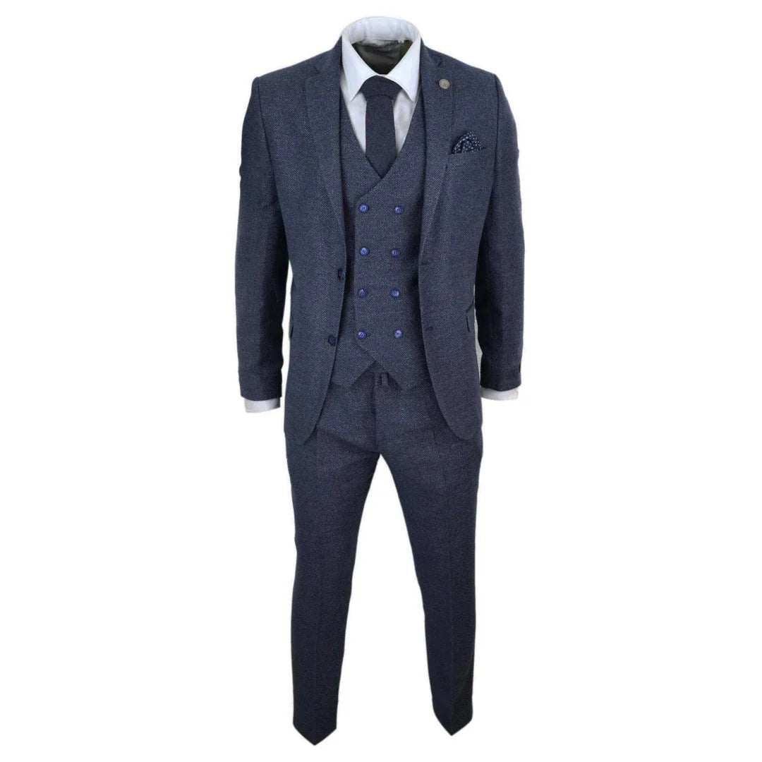 STZ33 - Men's Wool 3 Piece Suit Double Breasted Waistcoat Tweed 1920s