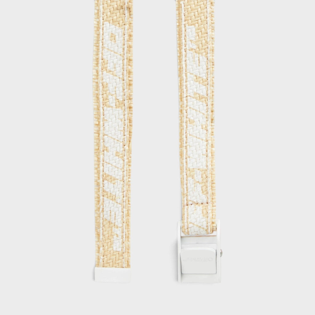 Industrial Printed Raffia Belt Beige