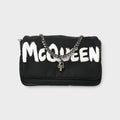 Nylon Graffiti Skull Small Crossbody Bag Black White