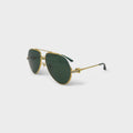 Rounded Main Frame Sunglasses Stainless Steel Green