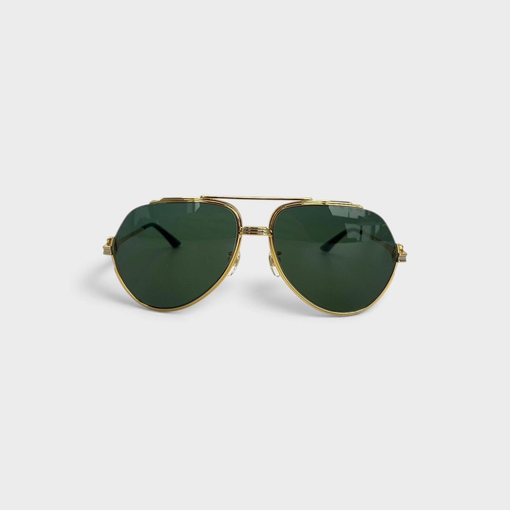 Rounded Main Frame Sunglasses Stainless Steel Green