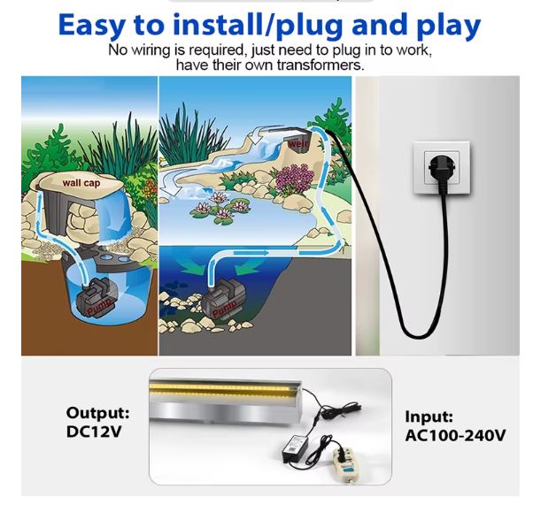 Pool Waterfall Fountain with LED Light Stainless Steel Rectangular Spa Cascade