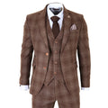 TP-31 - Men's Brown Tweed Check 3 Piece Suit