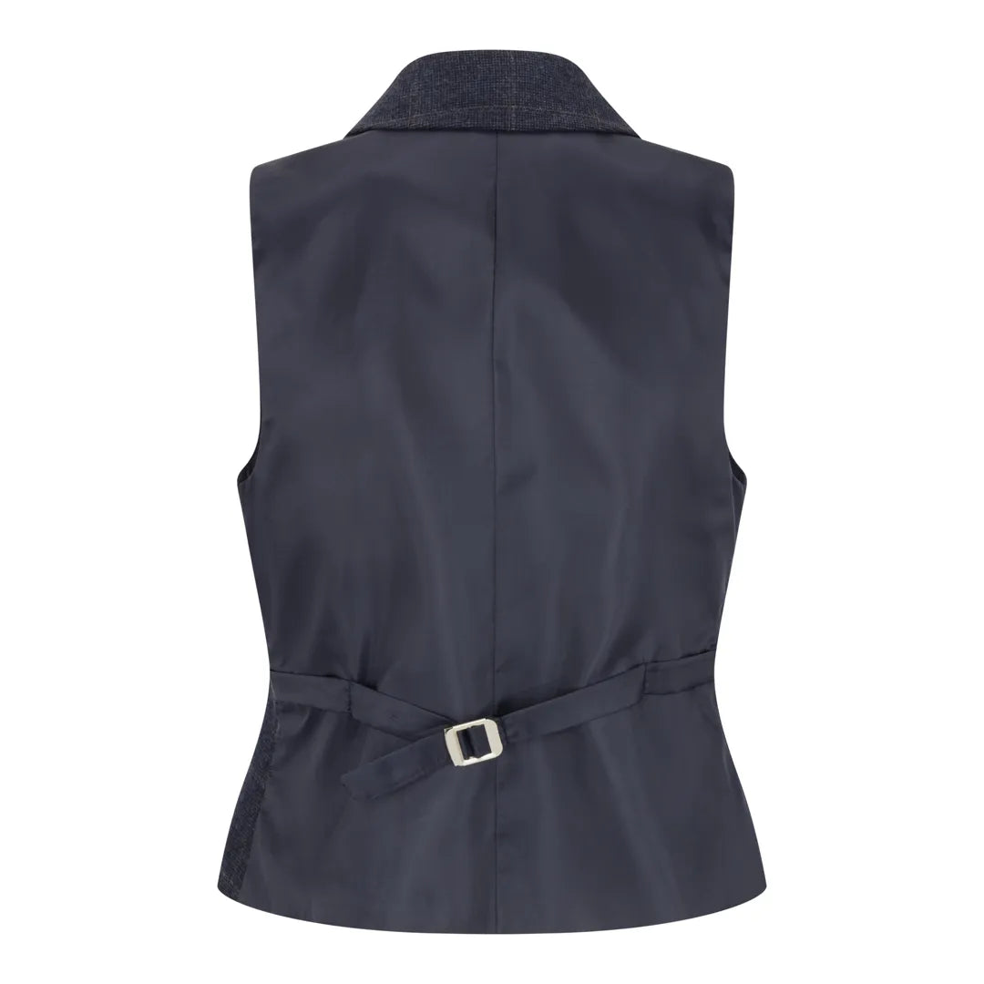 TPSTZ72 - Women's Navy Blue Tweed Blazer Waistcoat