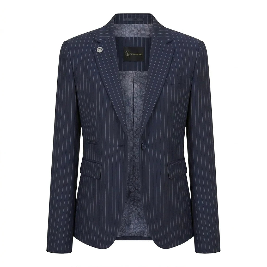 TPW-37 - Women's 3 Piece Navy Blue Pinstripe Suit