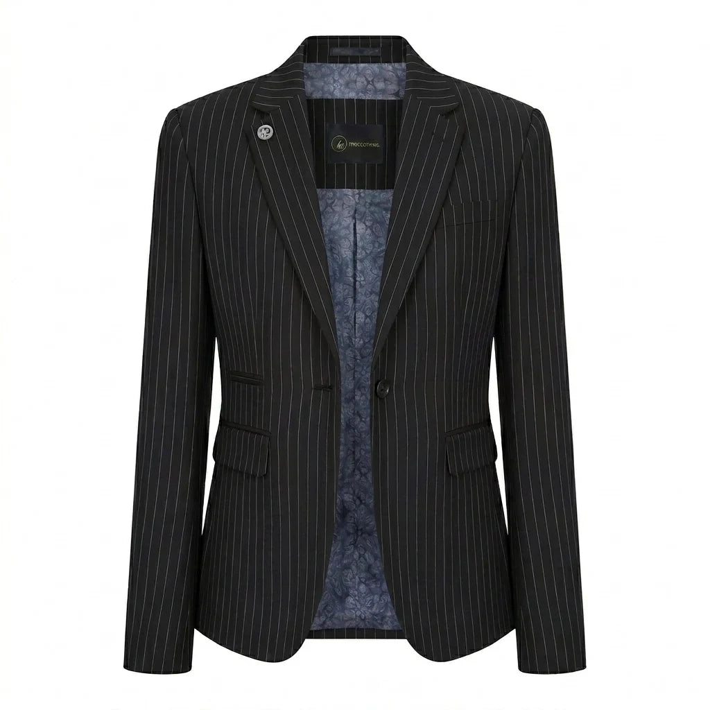 TPW-38 - Women's 3 Piece Black Pinstripe Suit