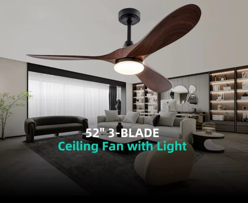 Ceiling Fan With Light 52 Inch LED Remote Dimmable ABS Blades 3000K-6500K