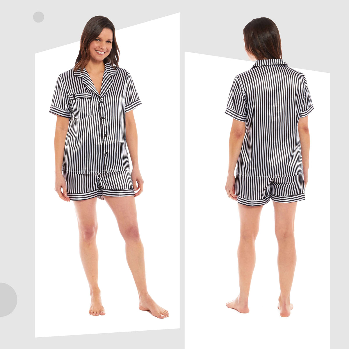 Daisy Dreamer Women's Satin Short Pyjama Set Black Pink Grey UK Sizes 8-22 Easy-Care Sleep Set